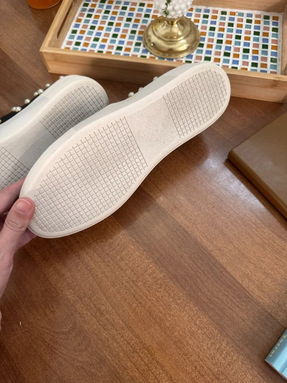 Steve Madden Bee Pearl Embellished Slip-On Sneakers Black